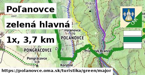 Poľanovce Turistické trasy zelená hlavná