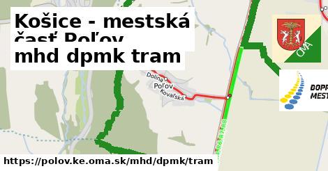 Košice - mestská časť Poľov Doprava dpmk tram