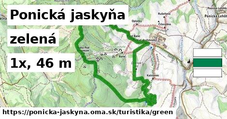 Ponická jaskyňa Turistické trasy zelená 