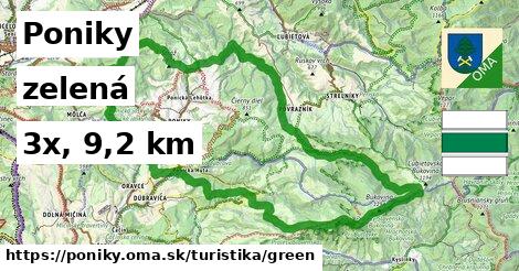 Poniky Turistické trasy zelená 