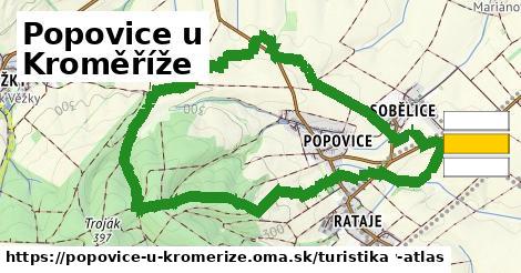 Popovice u Kroměříže Turistické trasy  