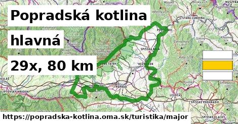 Popradská kotlina Turistické trasy hlavná 