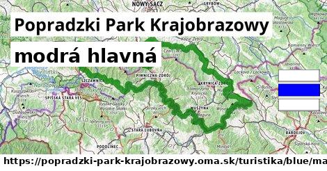 Popradzki Park Krajobrazowy Turistické trasy modrá hlavná