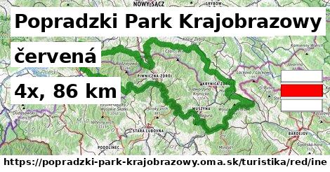 Popradzki Park Krajobrazowy Turistické trasy červená iná