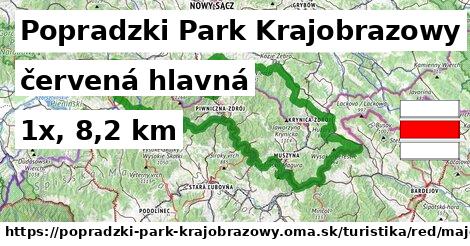 Popradzki Park Krajobrazowy Turistické trasy červená hlavná