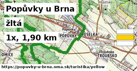 Popůvky u Brna Turistické trasy žltá 