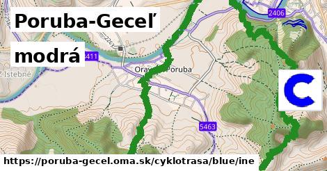 Poruba-Geceľ Cyklotrasy modrá iná