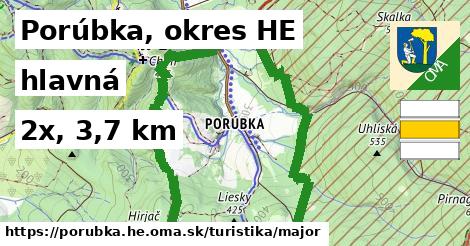 Porúbka, okres HE Turistické trasy hlavná 