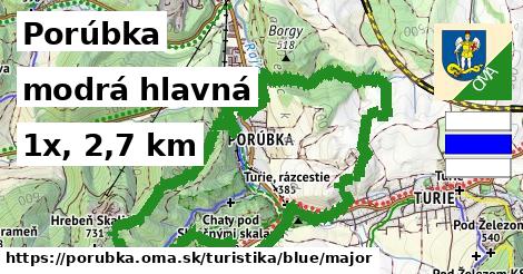 Porúbka Turistické trasy modrá hlavná