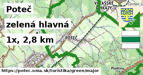 Poteč Turistické trasy zelená hlavná
