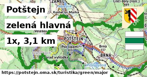 Potštejn Turistické trasy zelená hlavná