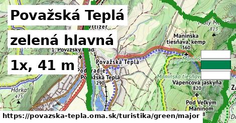 Považská Teplá Turistické trasy zelená hlavná