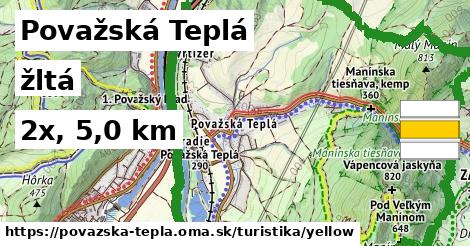 Považská Teplá Turistické trasy žltá 