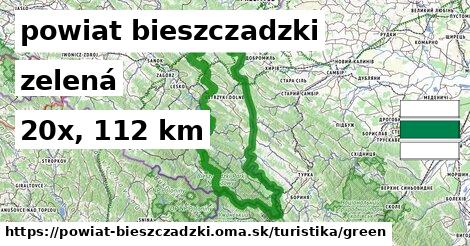 powiat bieszczadzki Turistické trasy zelená 