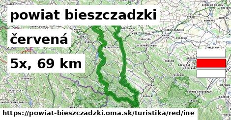 powiat bieszczadzki Turistické trasy červená iná