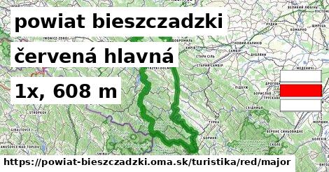 powiat bieszczadzki Turistické trasy červená hlavná