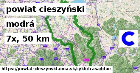 powiat cieszyński Cyklotrasy modrá 