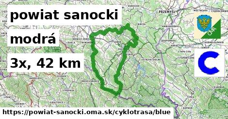 powiat sanocki Cyklotrasy modrá 