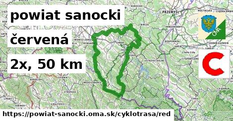 powiat sanocki Cyklotrasy červená 