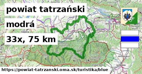 powiat tatrzański Turistické trasy modrá 