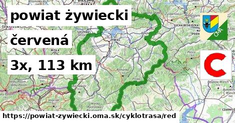 powiat żywiecki Cyklotrasy červená 