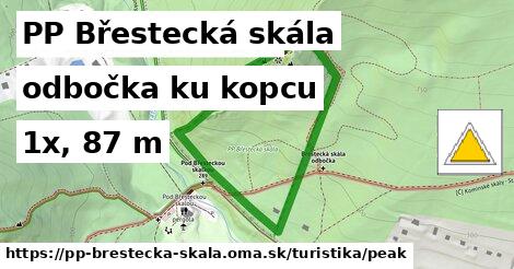 PP Břestecká skála Turistické trasy odbočka ku kopcu 