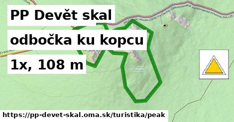PP Devět skal Turistické trasy odbočka ku kopcu 