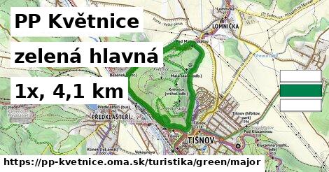 PP Květnice Turistické trasy zelená hlavná