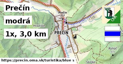 Prečín Turistické trasy modrá 