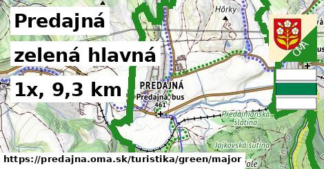 Predajná Turistické trasy zelená hlavná