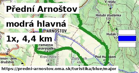 Přední Arnoštov Turistické trasy modrá hlavná