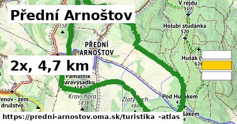 Přední Arnoštov Turistické trasy  