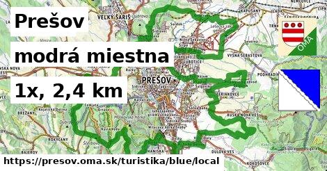Prešov Turistické trasy modrá miestna
