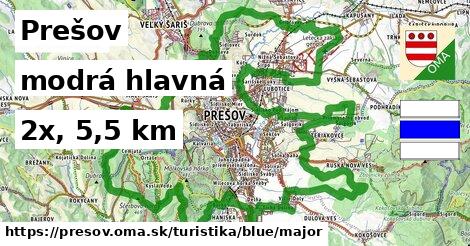 Prešov Turistické trasy modrá hlavná