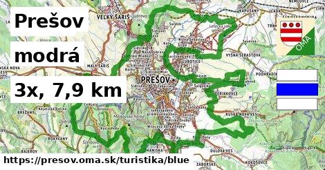 Prešov Turistické trasy modrá 