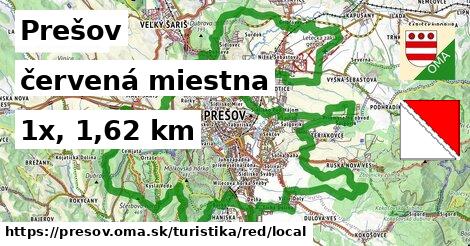 Prešov Turistické trasy červená miestna