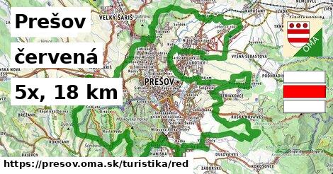 Prešov Turistické trasy červená 