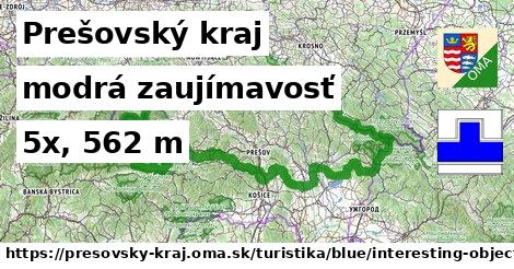 Prešovský kraj Turistické trasy modrá zaujímavosť