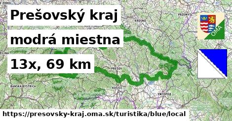 Prešovský kraj Turistické trasy modrá miestna