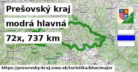 Prešovský kraj Turistické trasy modrá hlavná