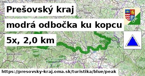 Prešovský kraj Turistické trasy modrá odbočka ku kopcu