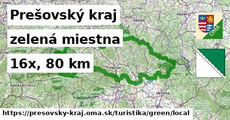 Prešovský kraj Turistické trasy zelená miestna