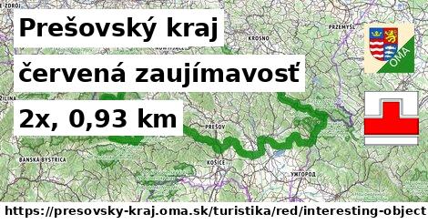 Prešovský kraj Turistické trasy červená zaujímavosť