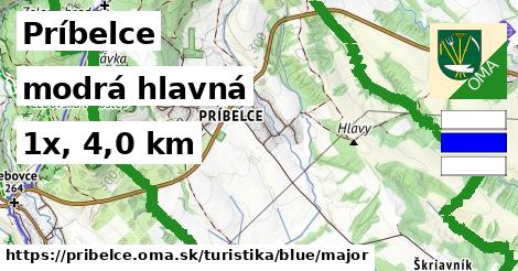 Príbelce Turistické trasy modrá hlavná