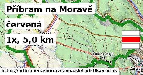 Příbram na Moravě Turistické trasy červená 