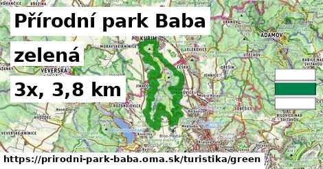 Přírodní park Baba Turistické trasy zelená 