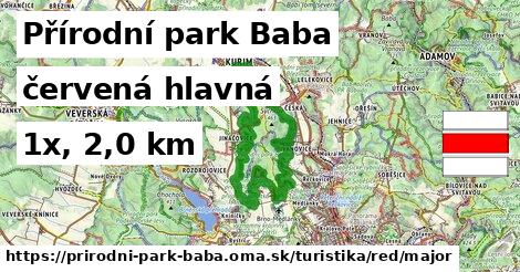 Přírodní park Baba Turistické trasy červená hlavná