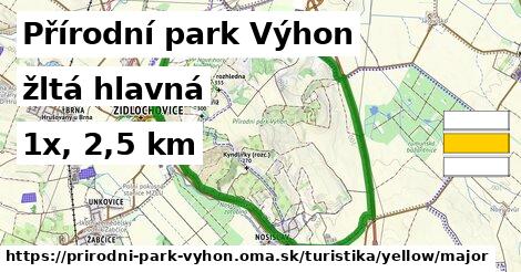 Přírodní park Výhon Turistické trasy žltá hlavná