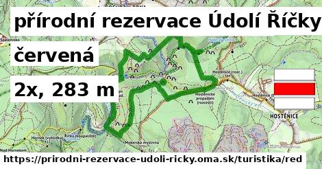přírodní rezervace Údolí Říčky Turistické trasy červená 