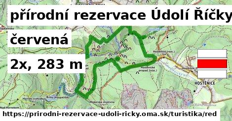 přírodní rezervace Údolí Říčky Turistické trasy červená 